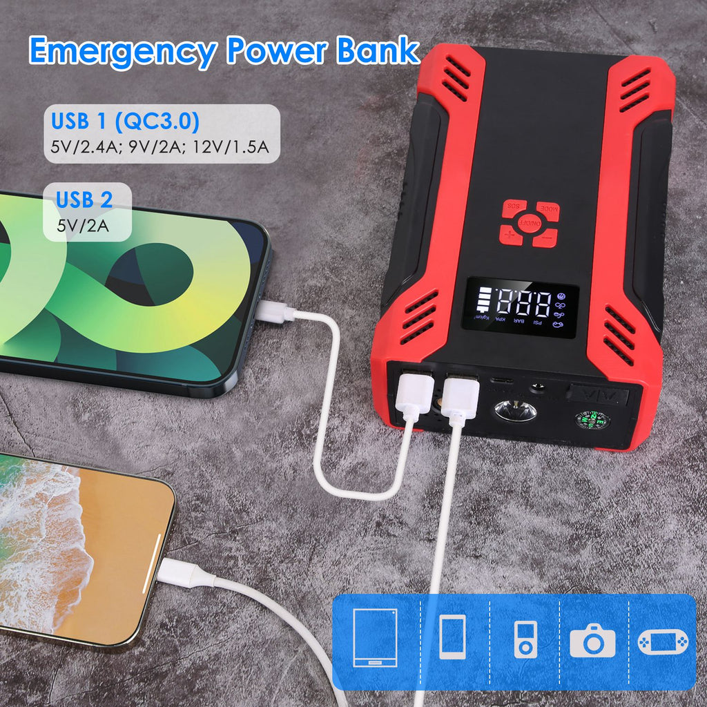 Portable Jump Starter with Air Compressor - Ultimate Roadside Kit